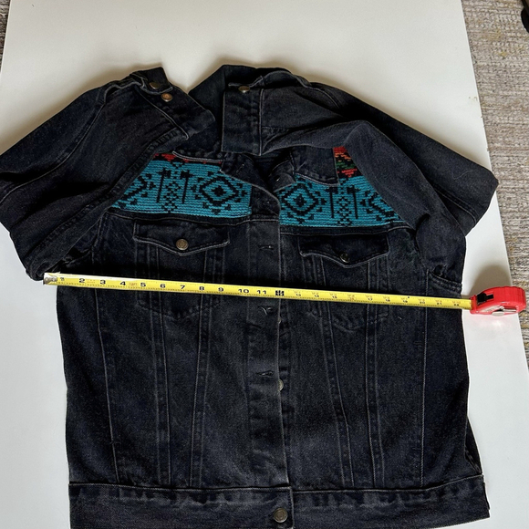 Vintage Woolrich Aztec Black Denim Jacket Size Small Navajo Tribal - Picture 7 of 12